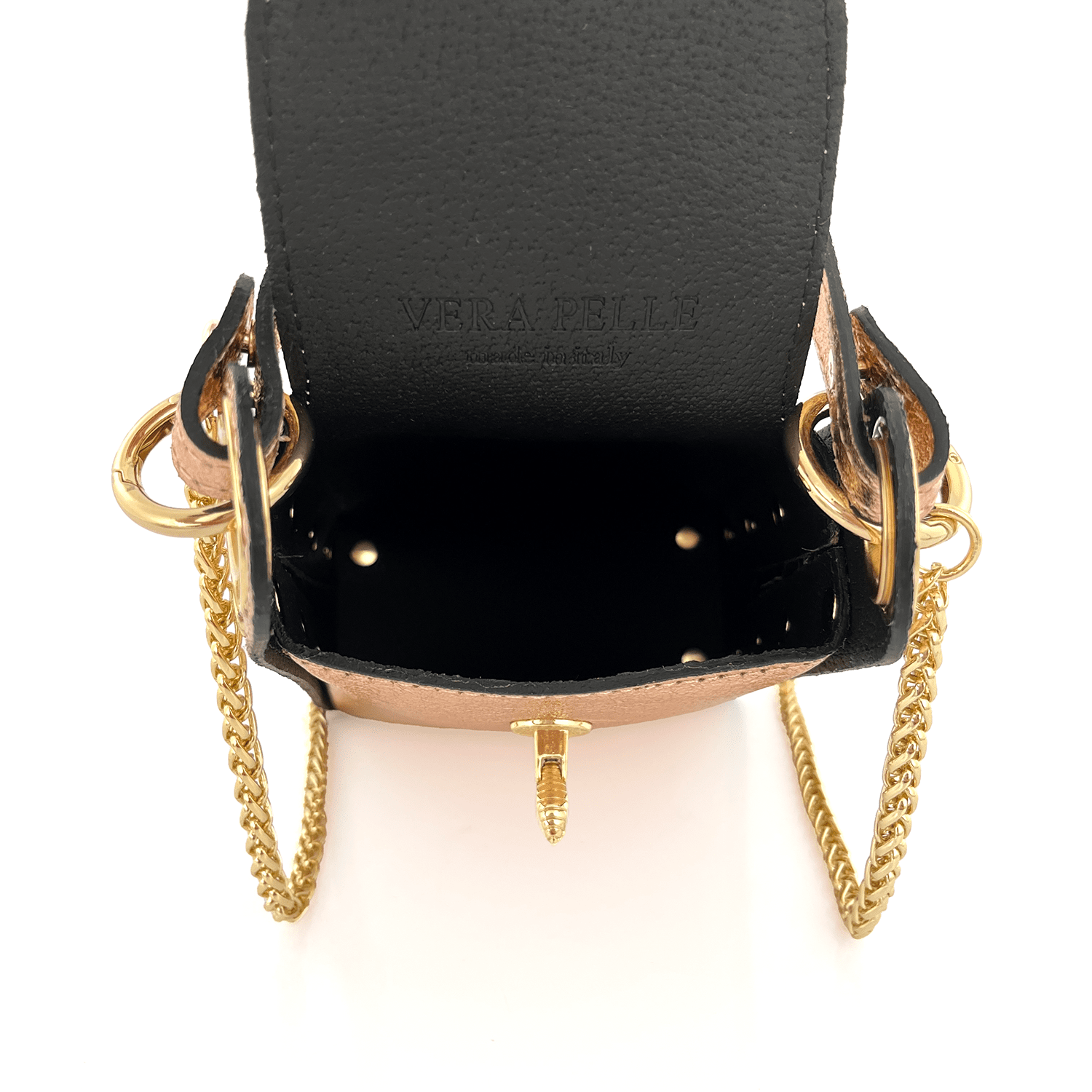 Női táska 2 fogantyúval természetes bőrből Azzurra  - fémes rózsaszín