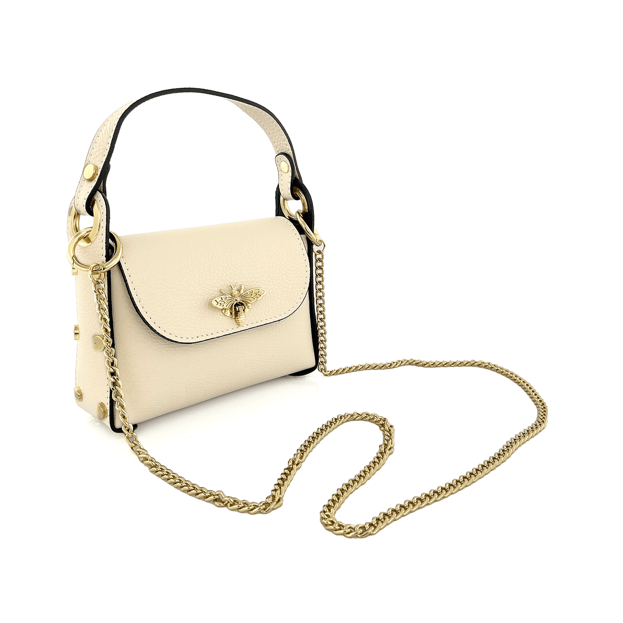 Női táska 2 fogantyúval, természetes bőrből, Alena - bézs