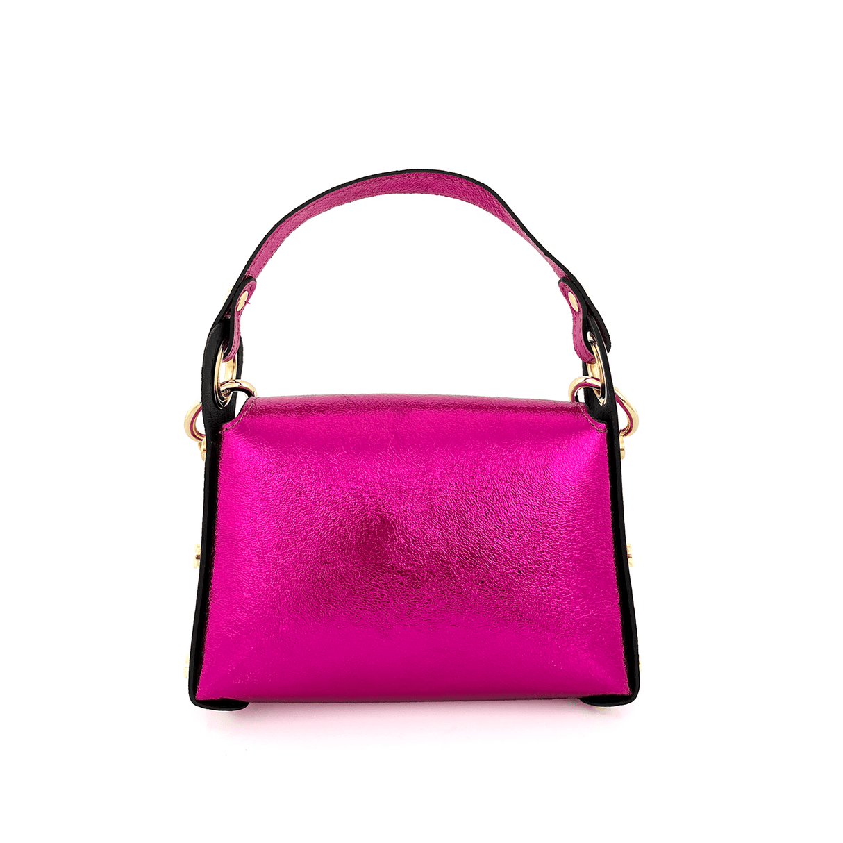Női táska 2 fogantyúval, természetes bőrből, Alena  - fukszia színű fém