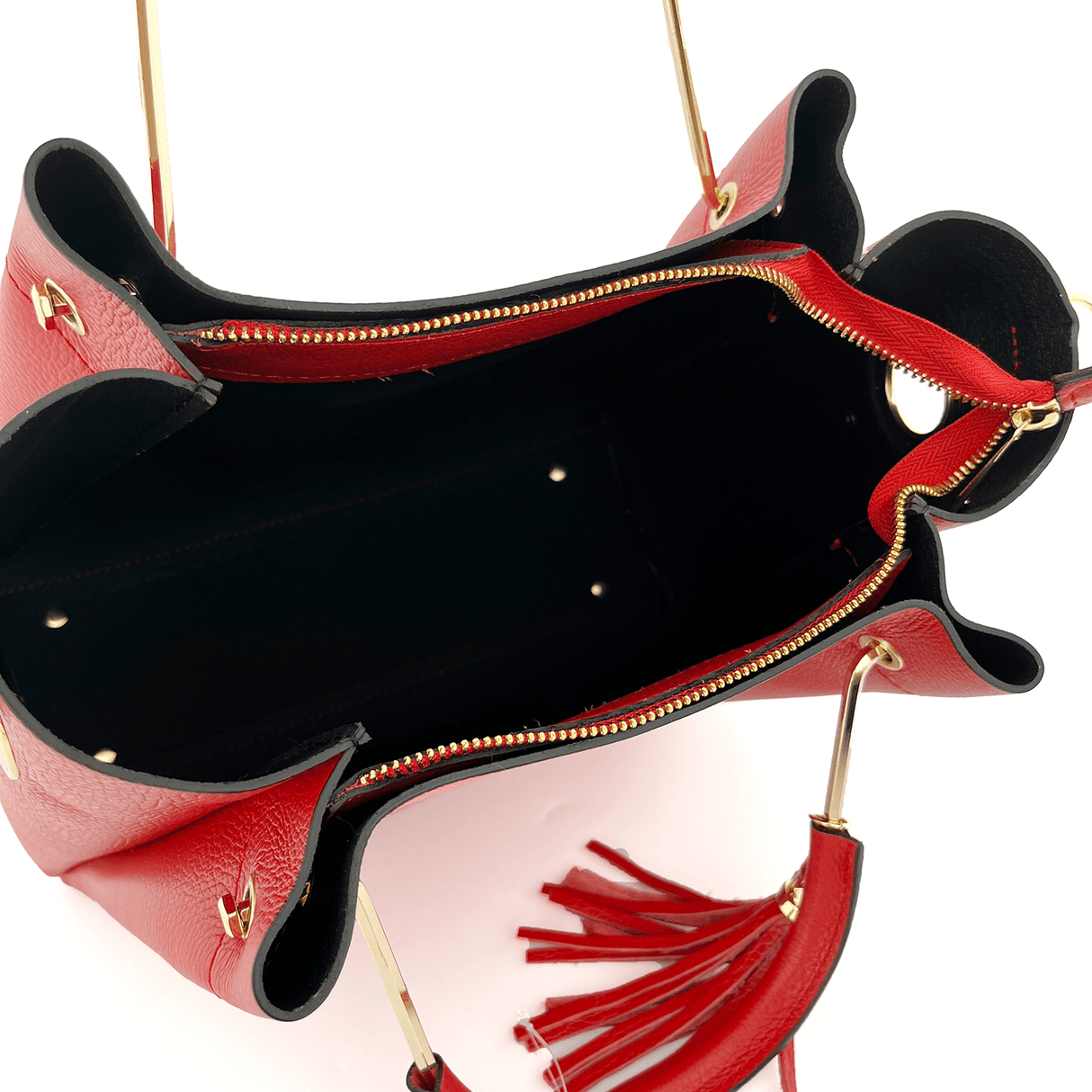 Női táska természetes bőrből Chloe - piros