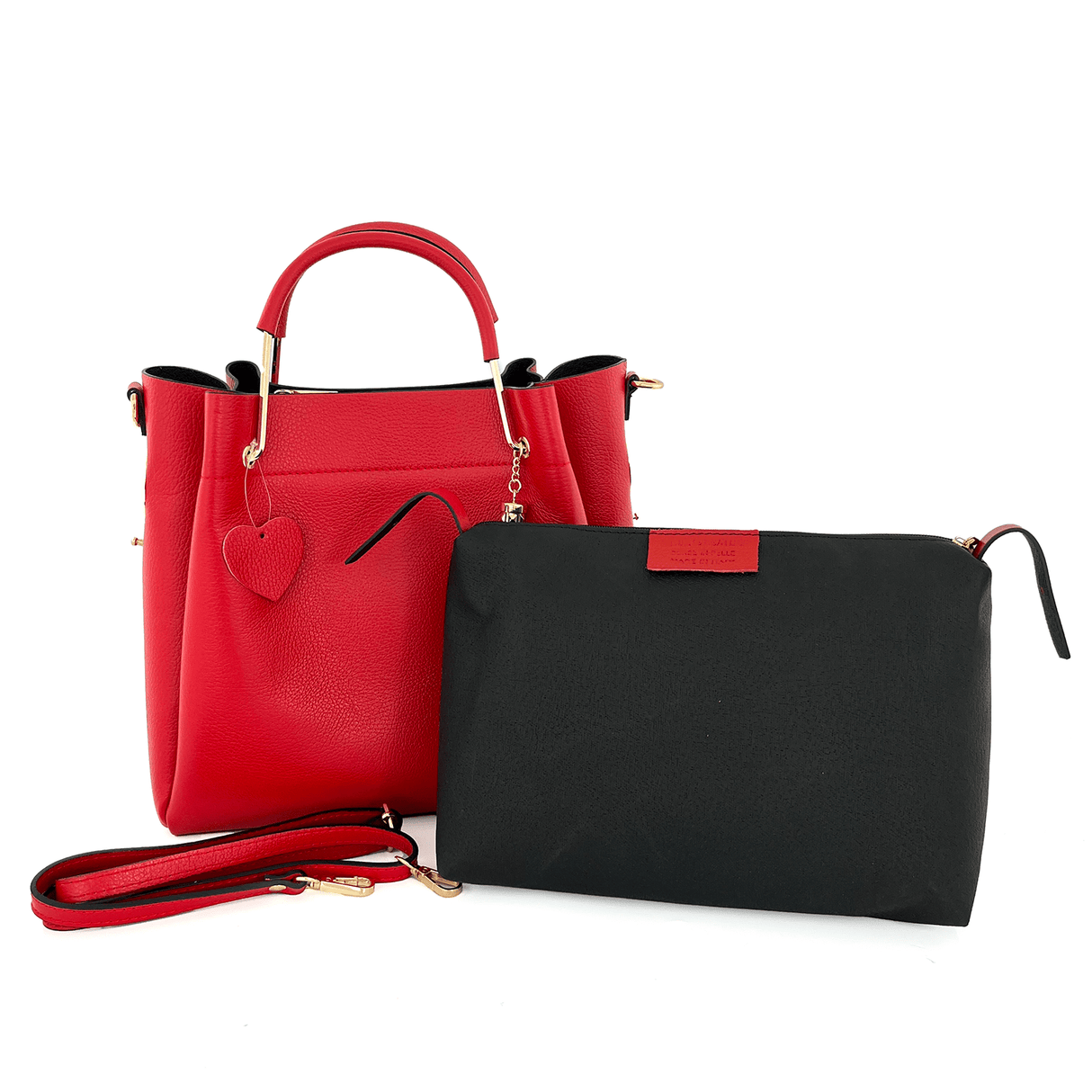 Női táska természetes bőrből Chloe - piros