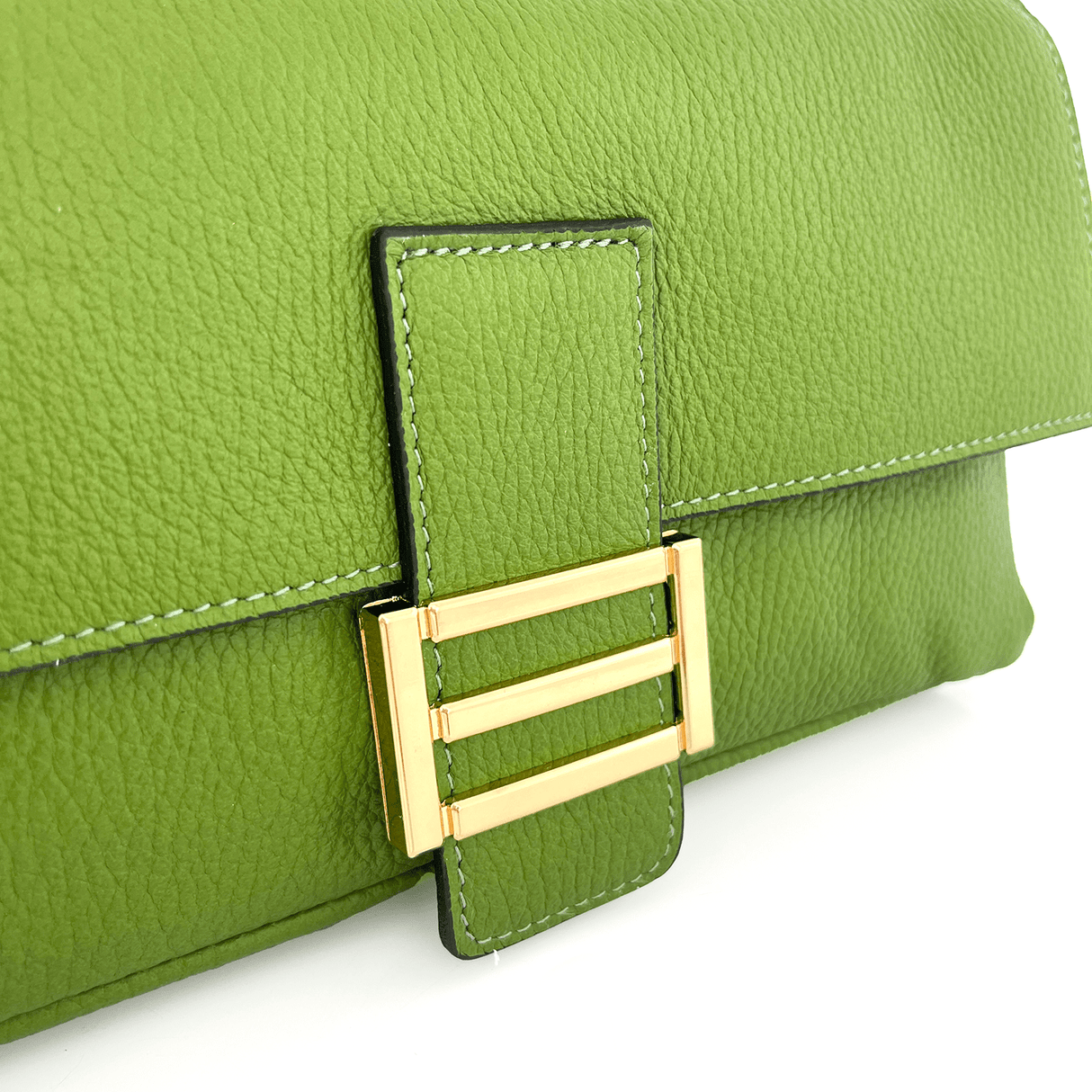 Női táska 2 fogantyúval, természetes bőrből, Napolia - zöld