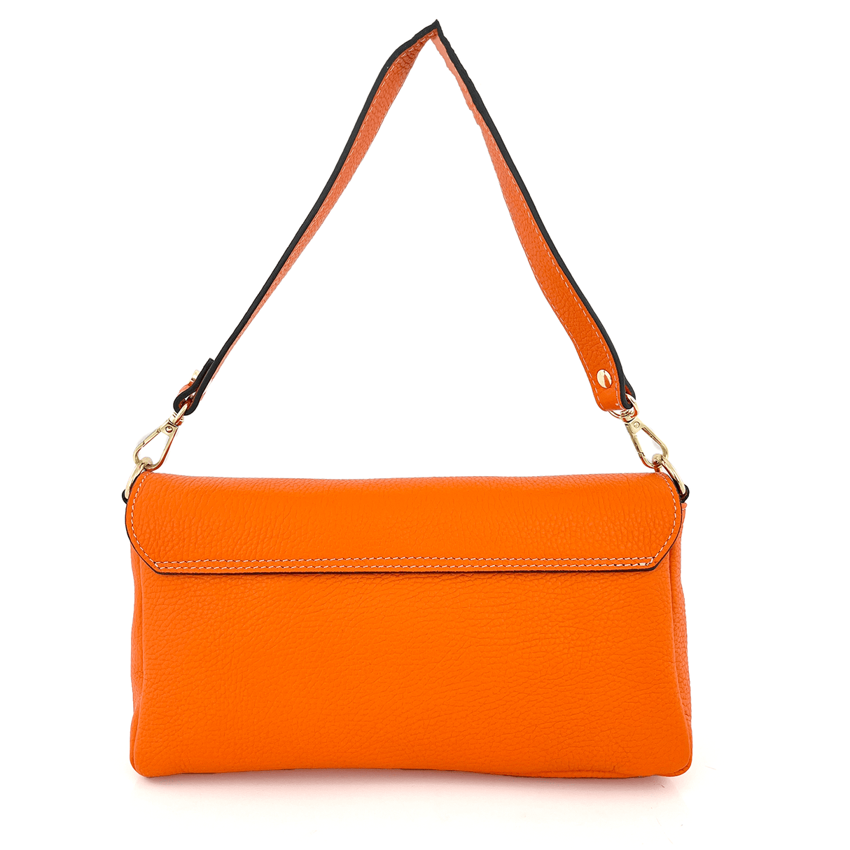 Női táska 2 fogantyúval, természetes bőrből, Napolia - narancssárga