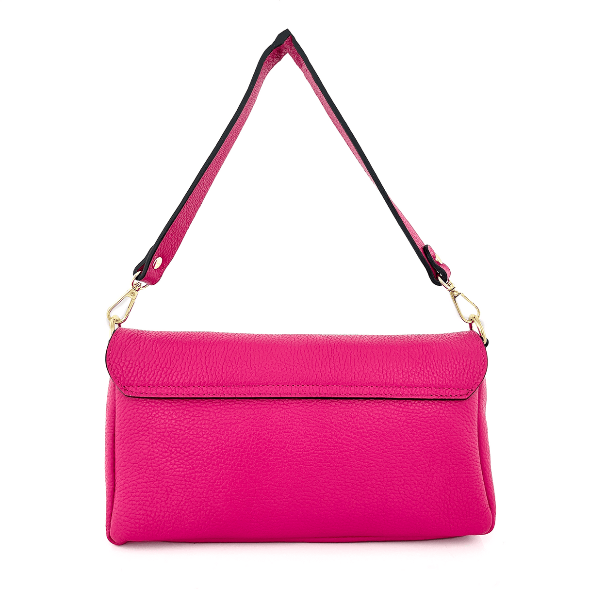 Női táska 2 fogantyúval, természetes bőrből, Napolia - fukszia