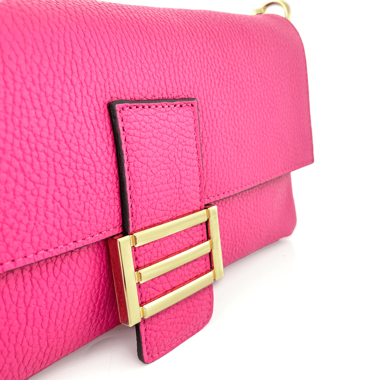 Női táska 2 fogantyúval, természetes bőrből, Napolia - fukszia