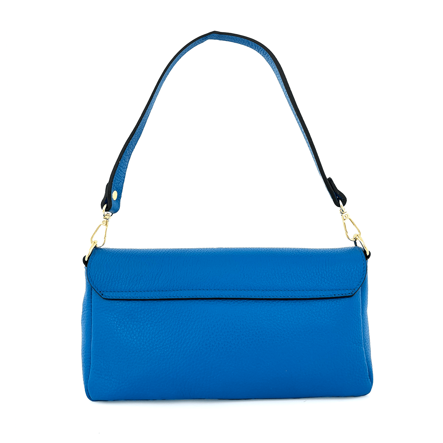 Női táska 2 fogantyúval, természetes bőrből, Napolia - kék