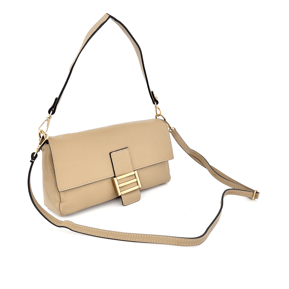 Női táska 2 fogantyúval, természetes bőrből, Napolia - világosbarna