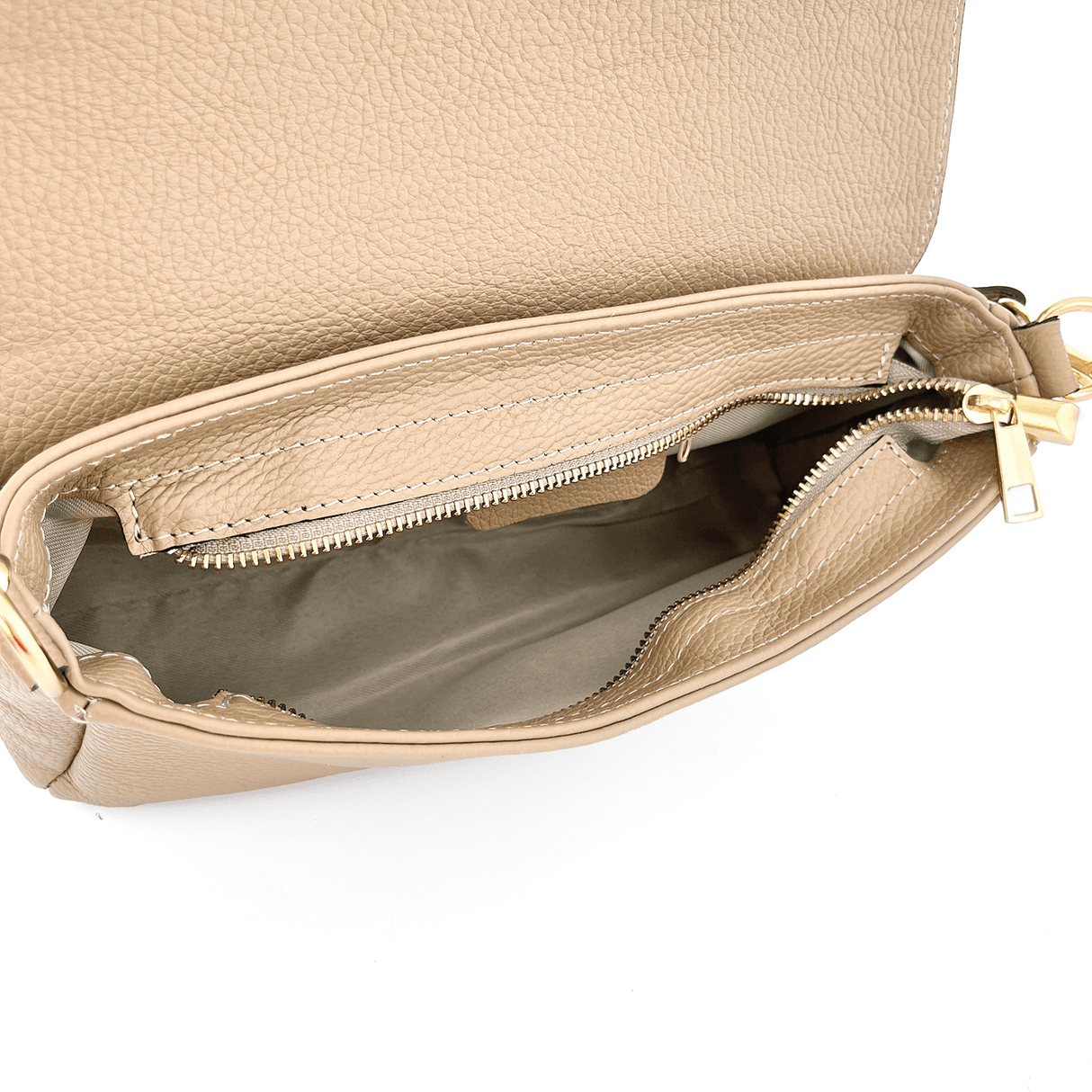 Női táska 2 fogantyúval, természetes bőrből, Napolia - világosbarna