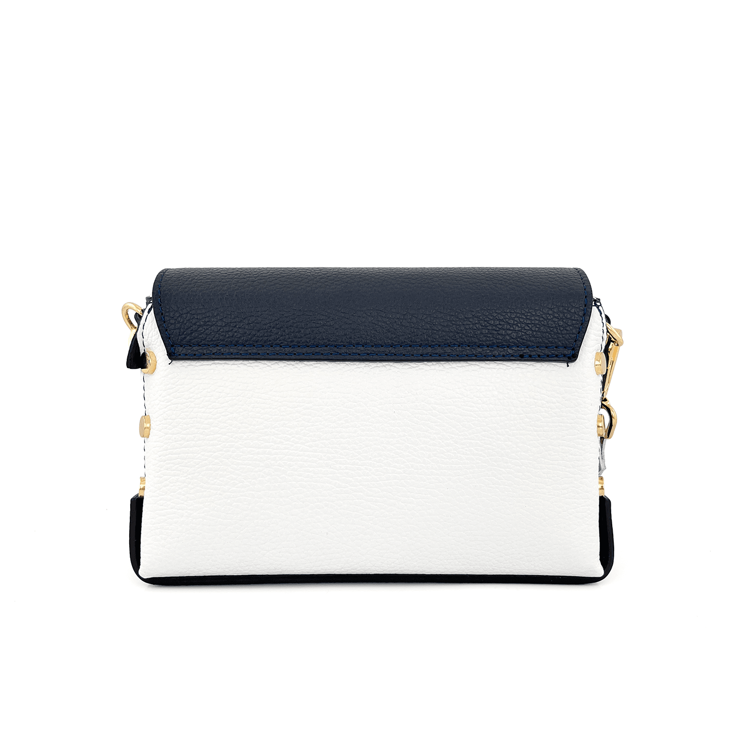 Antoanella természetes bőr női táska - fehér/sötétkék