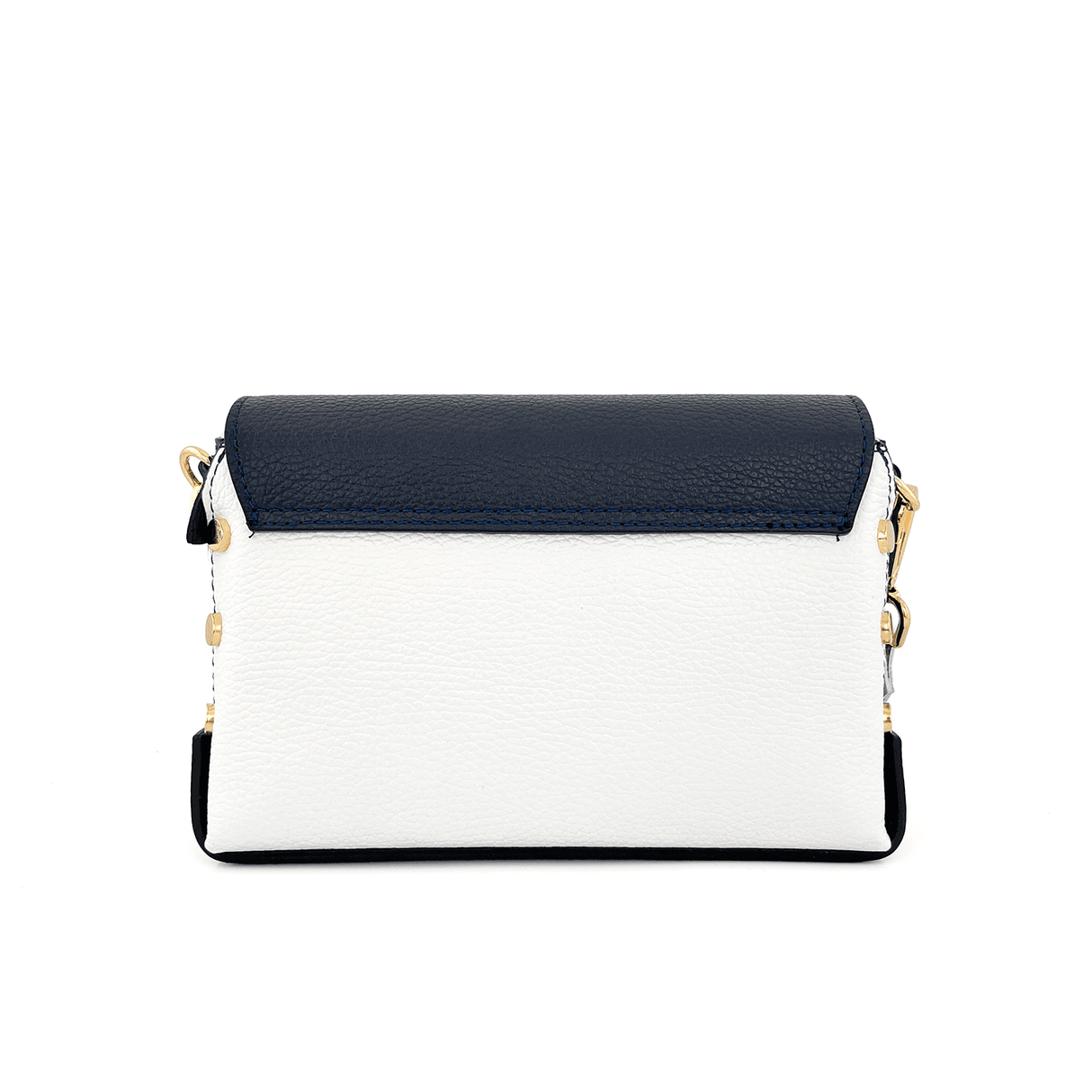 Antoanella természetes bőr női táska - fehér/sötétkék