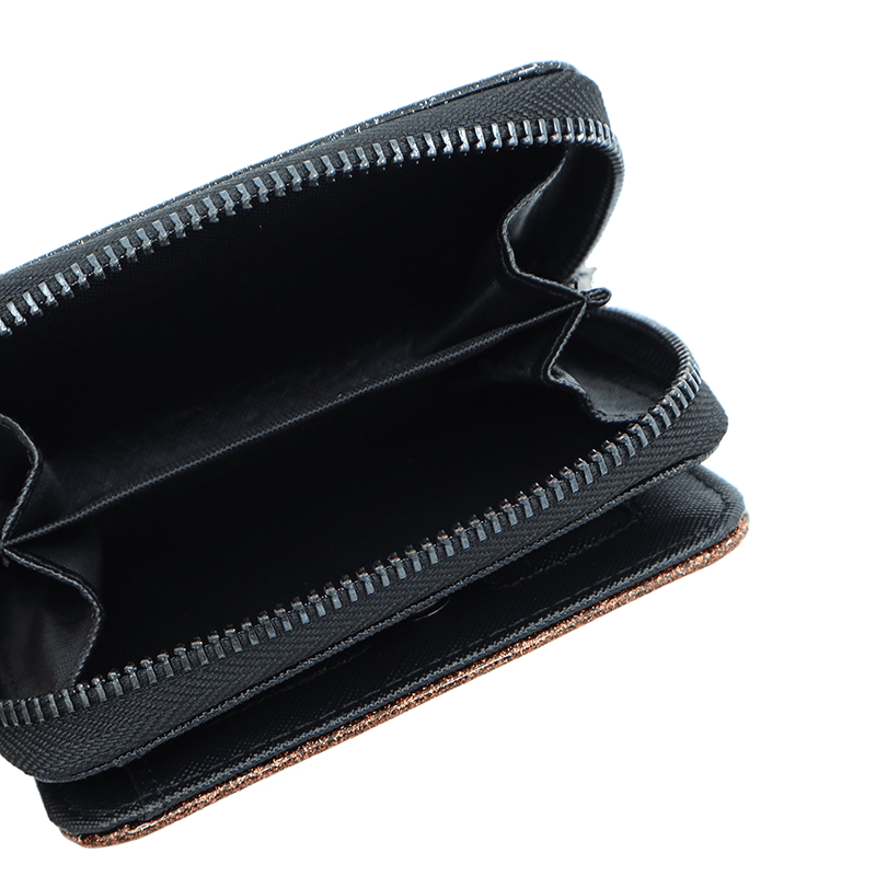 Kompakt laccé pénztárca - fekete/barna