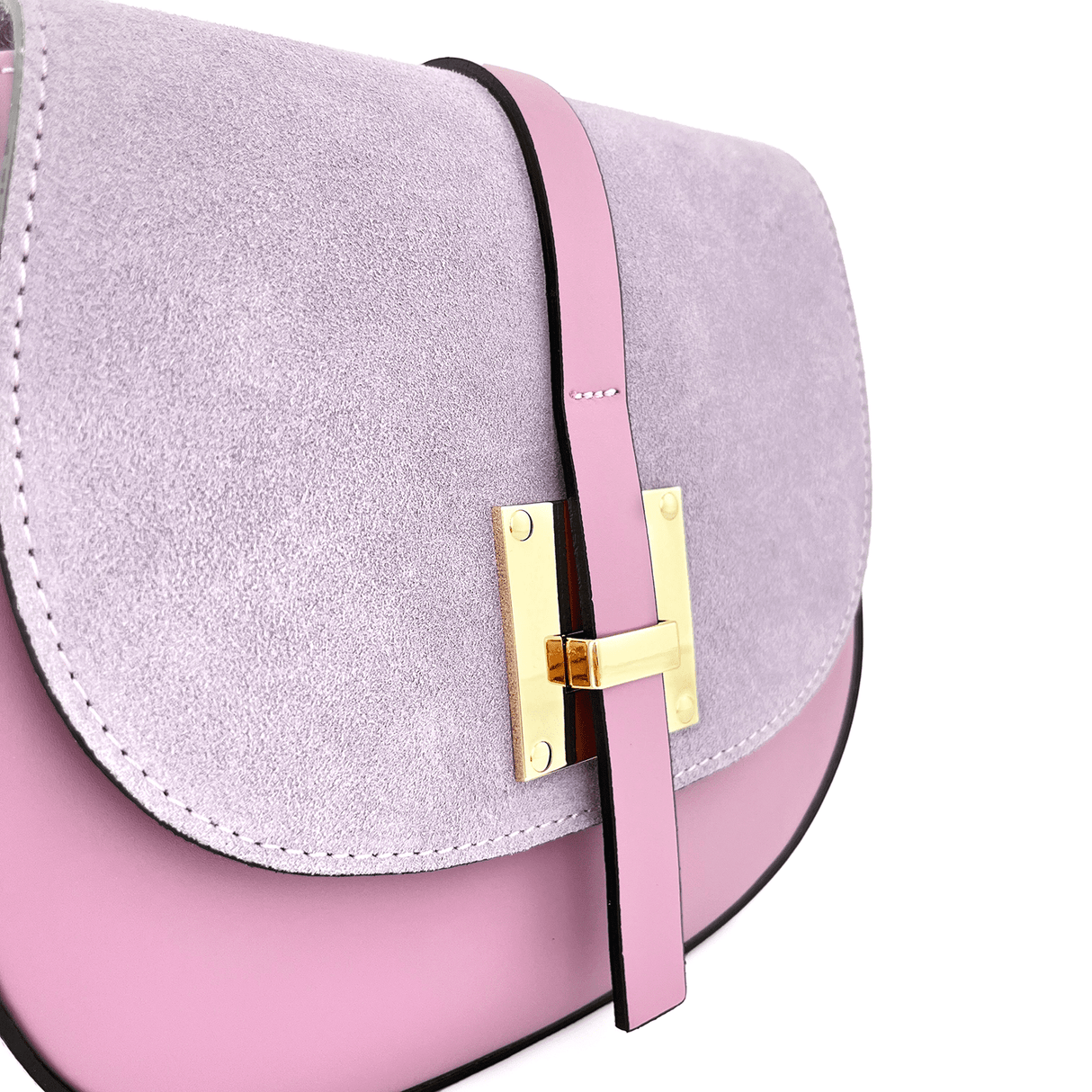 Andrea természetes bőr és velúr válltáska - levendula