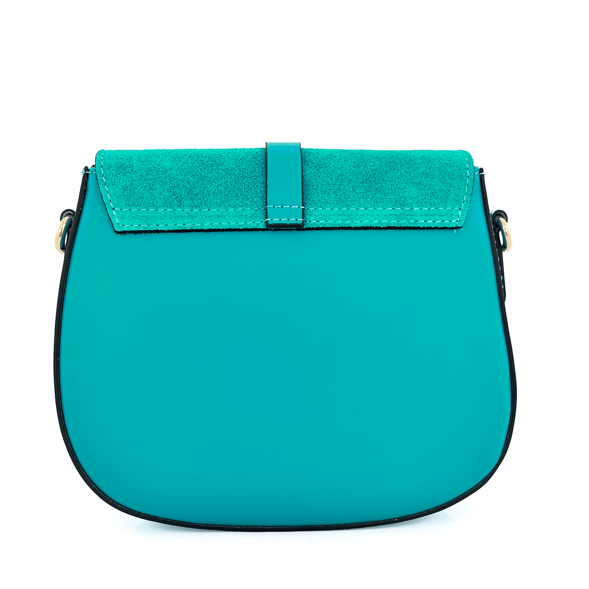 Andrea természetes bőr és velúr válltáska - türkiz