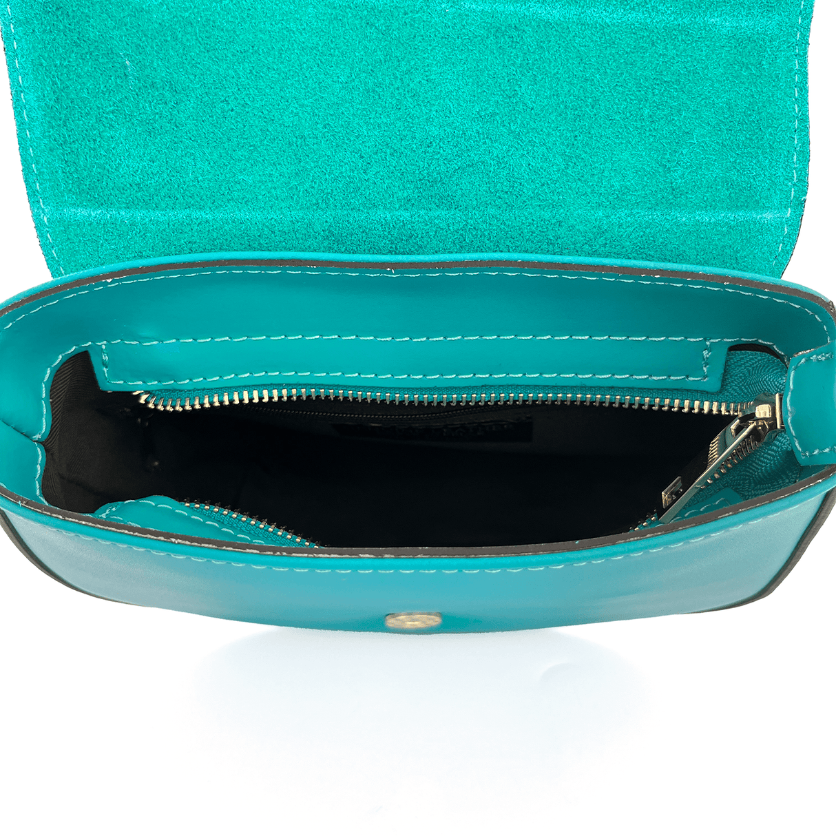 Andrea természetes bőr és velúr válltáska - türkiz