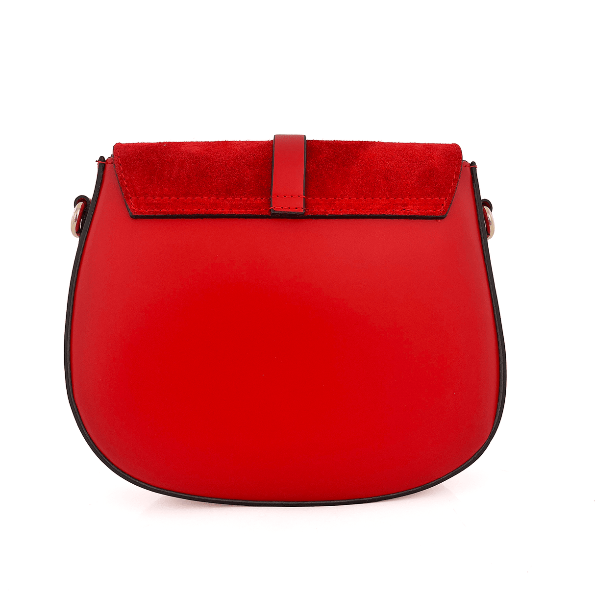 Andrea válltáska természetes bőrből és velúrból - piros
