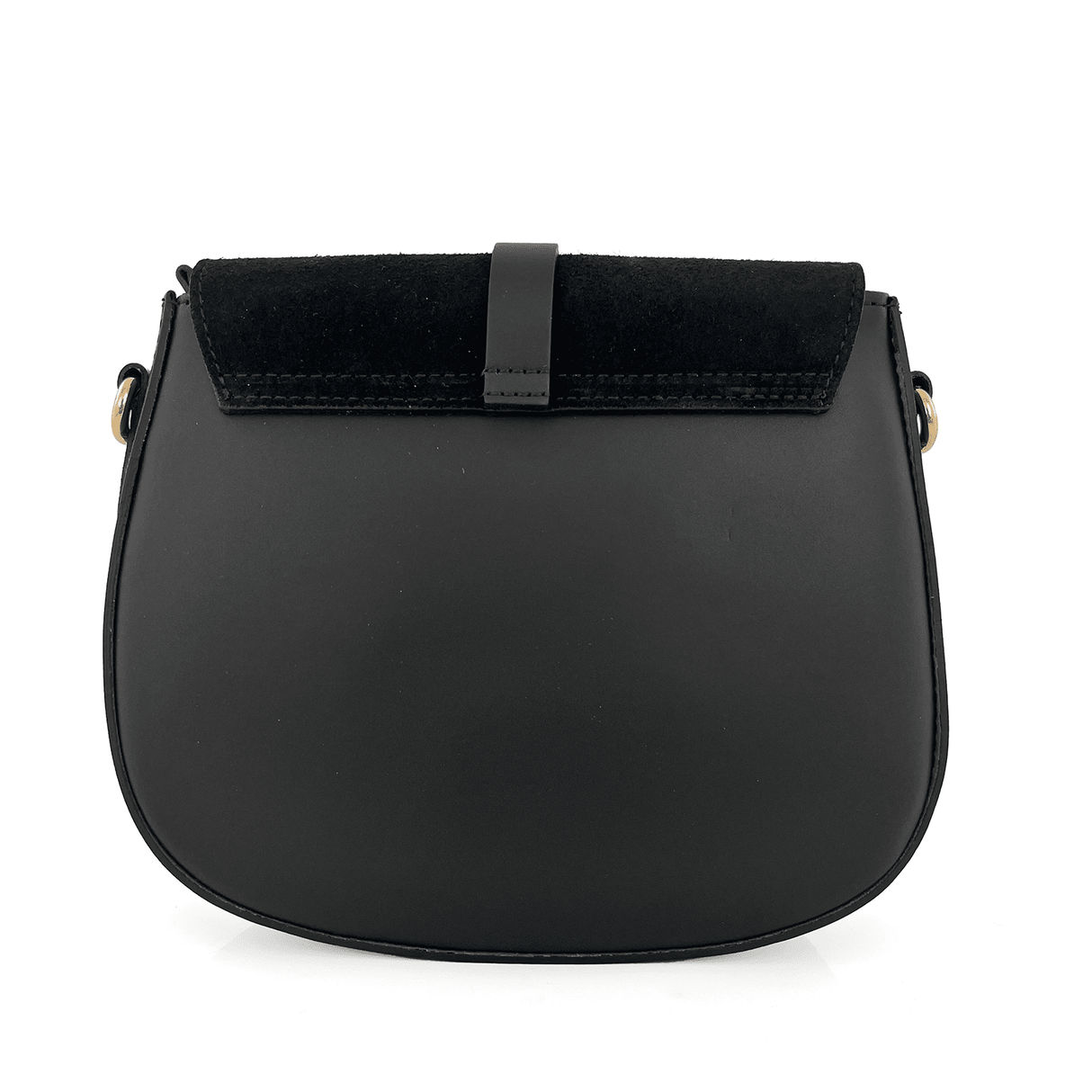 Válltáska természetes bőrből és velúrból Andrea - fekete