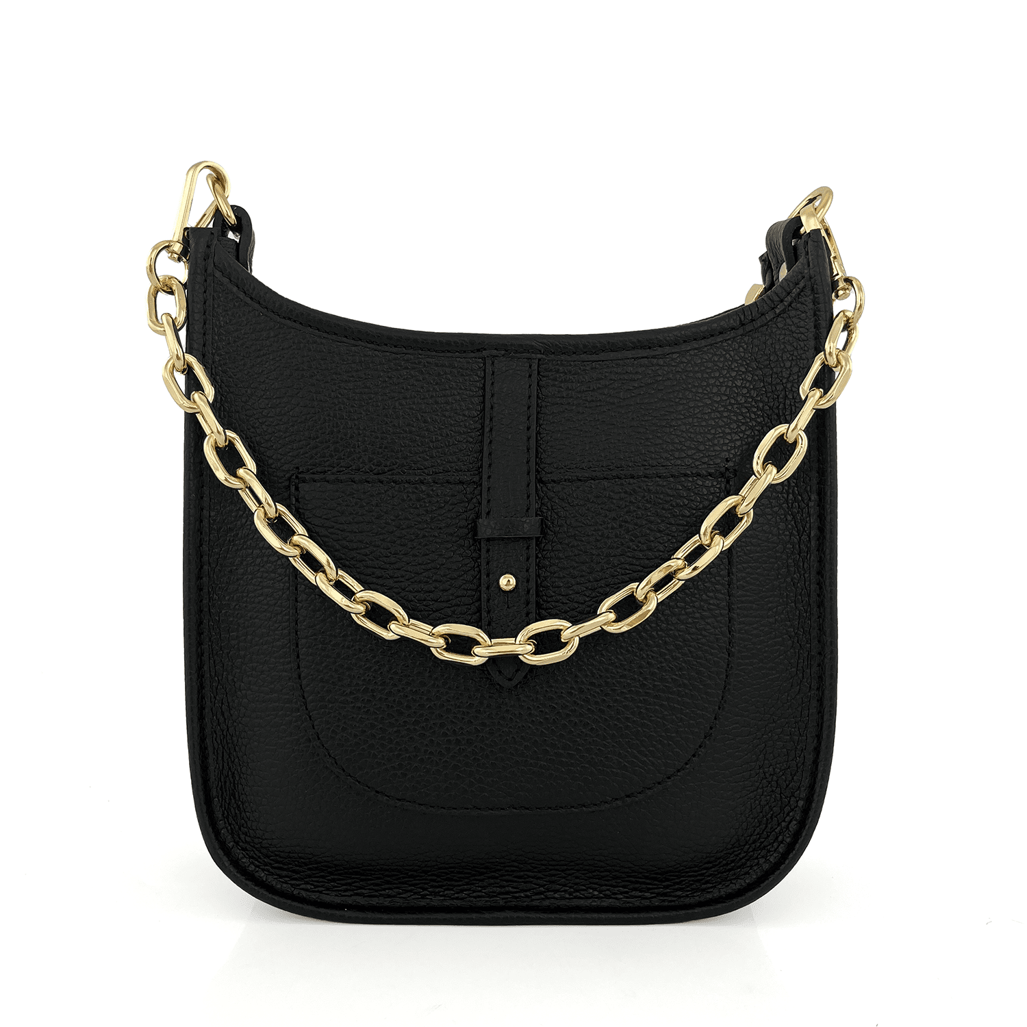 Női táska 2 fogantyúval természetes bőrből Lena - fekete