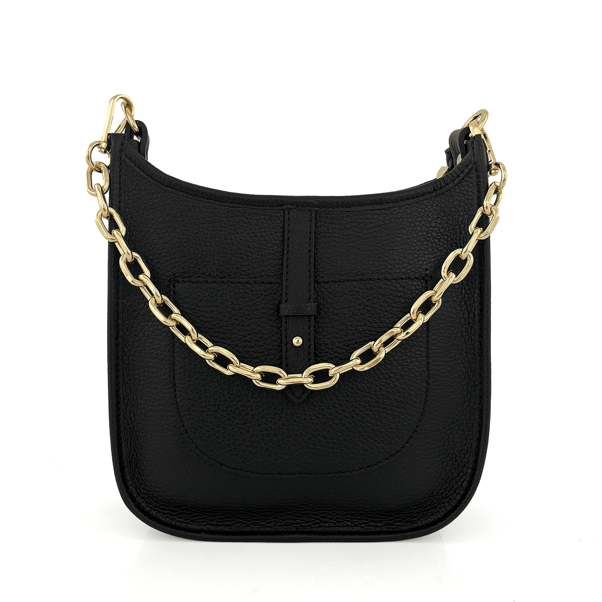 Női táska 2 fogantyúval természetes bőrből Lena - fekete