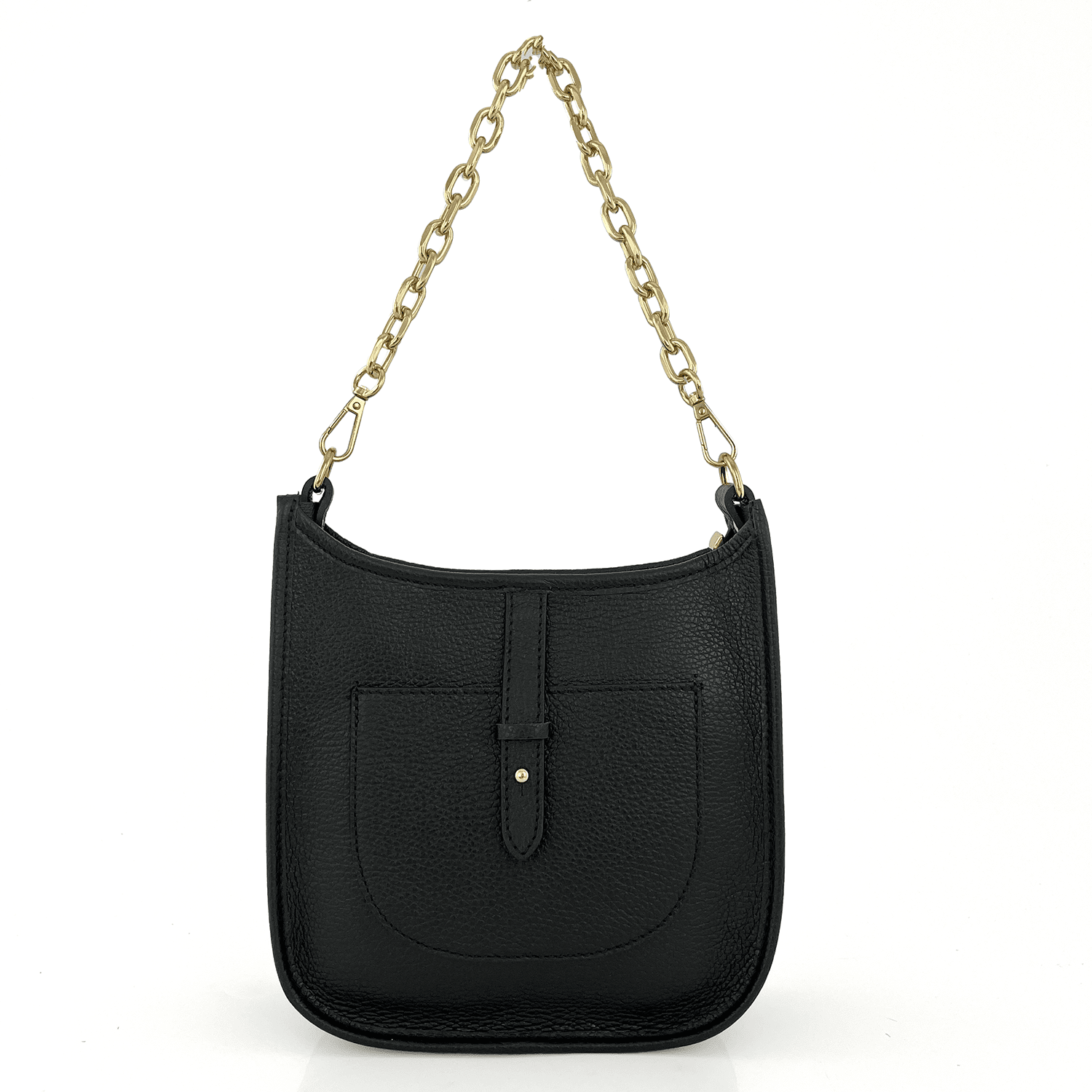 Női táska 2 fogantyúval természetes bőrből Lena - fekete