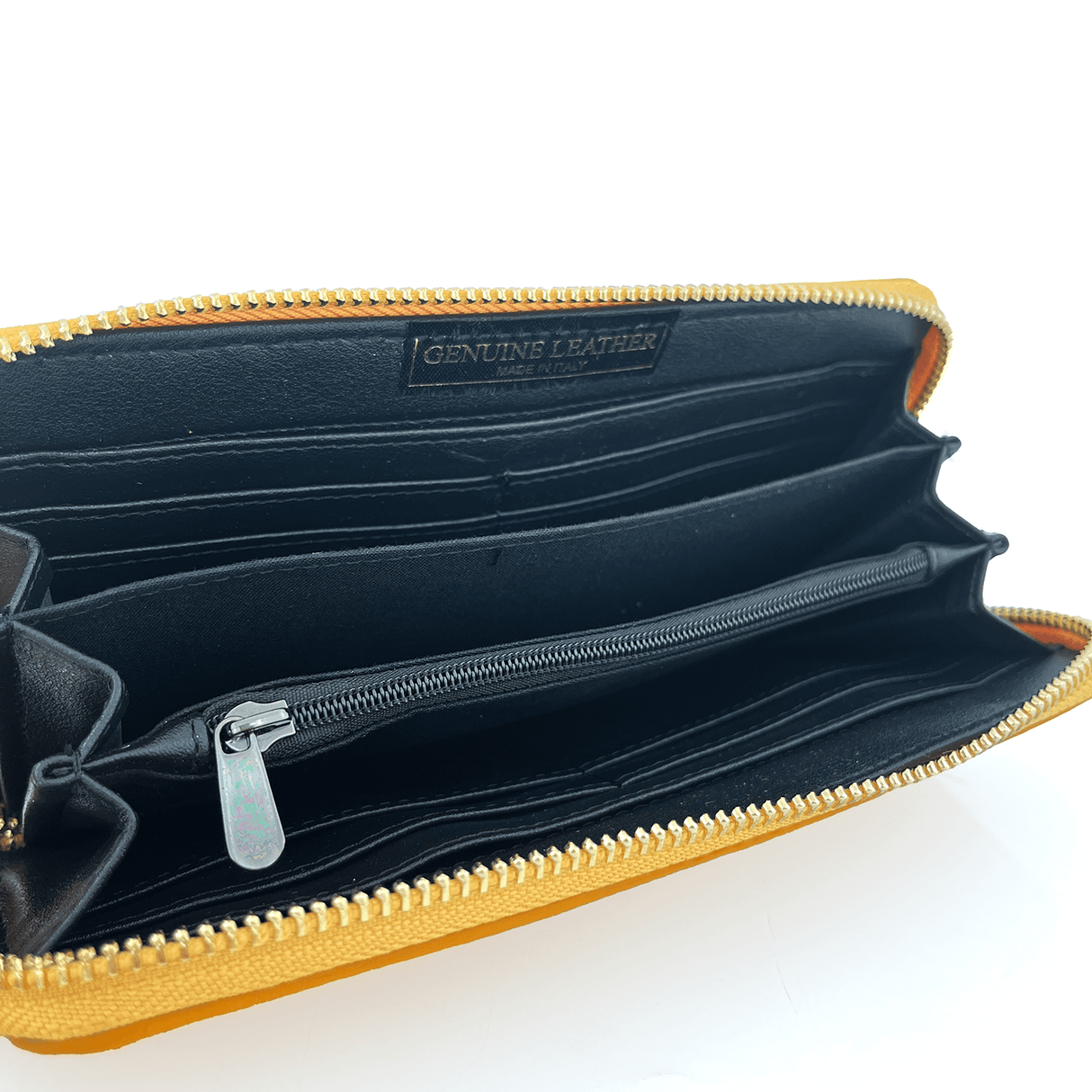 Női természetes bőr pénztárca - mustársárga