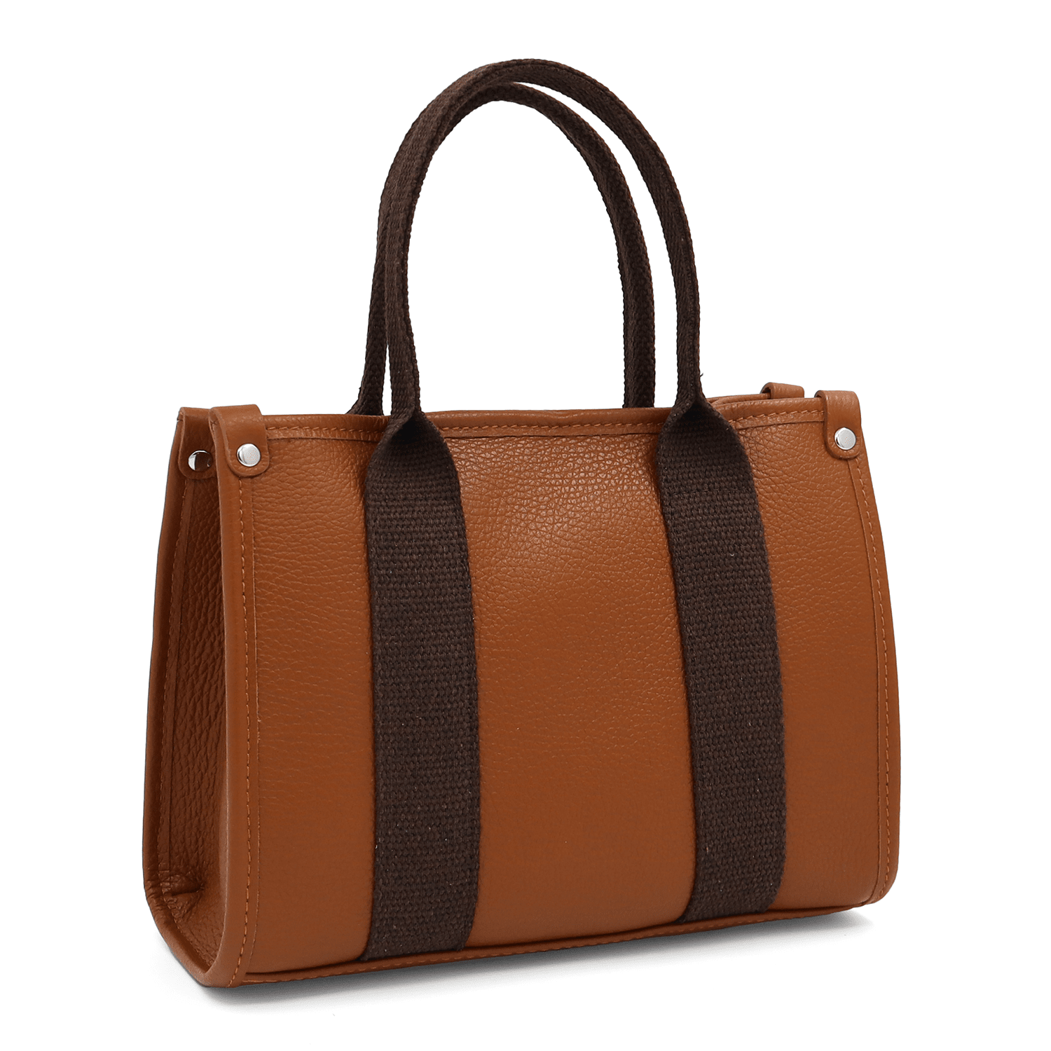 Női táska természetes bőrből, tote típusú, Rosa - cserépkék