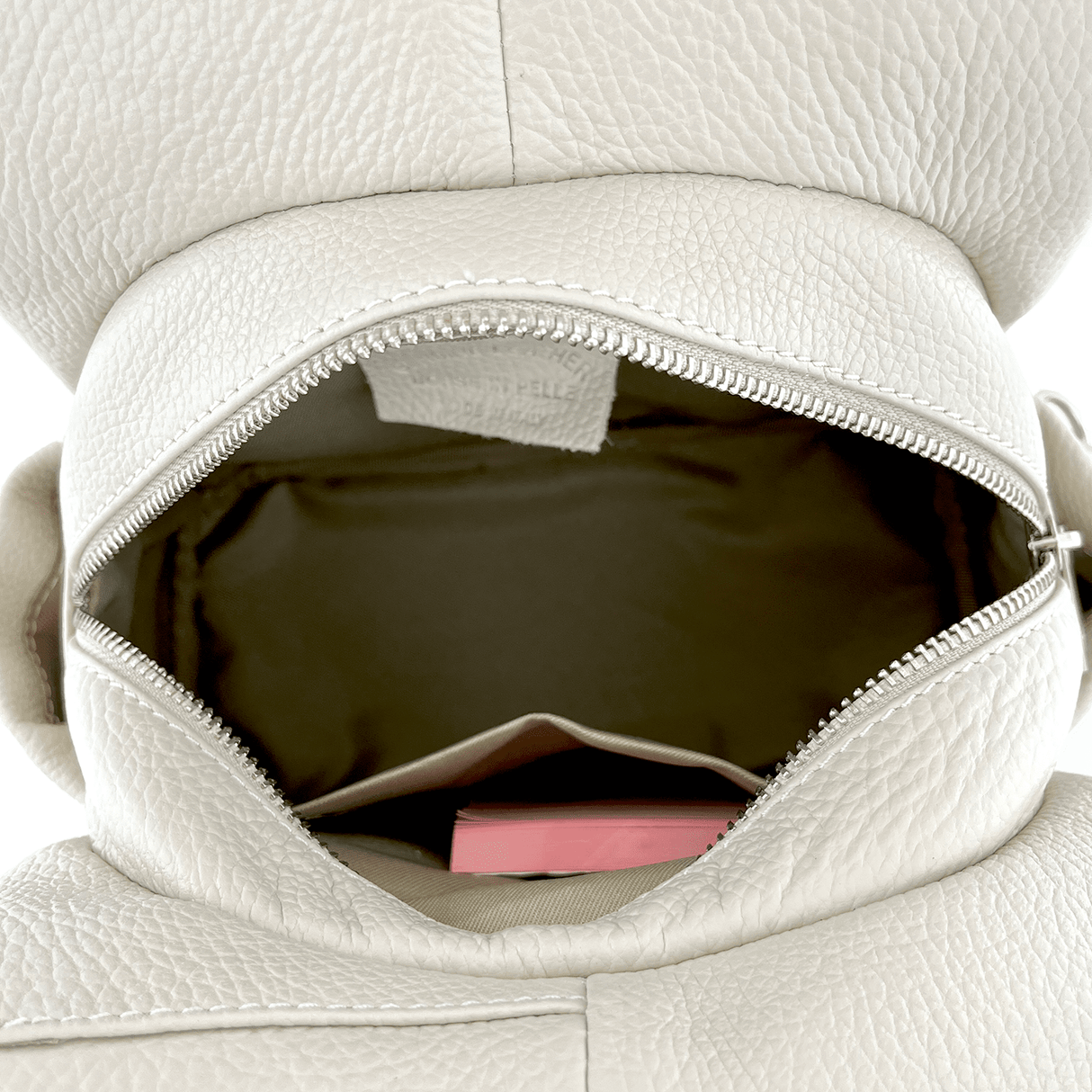 Lara természetes bőr hátizsák - bézs