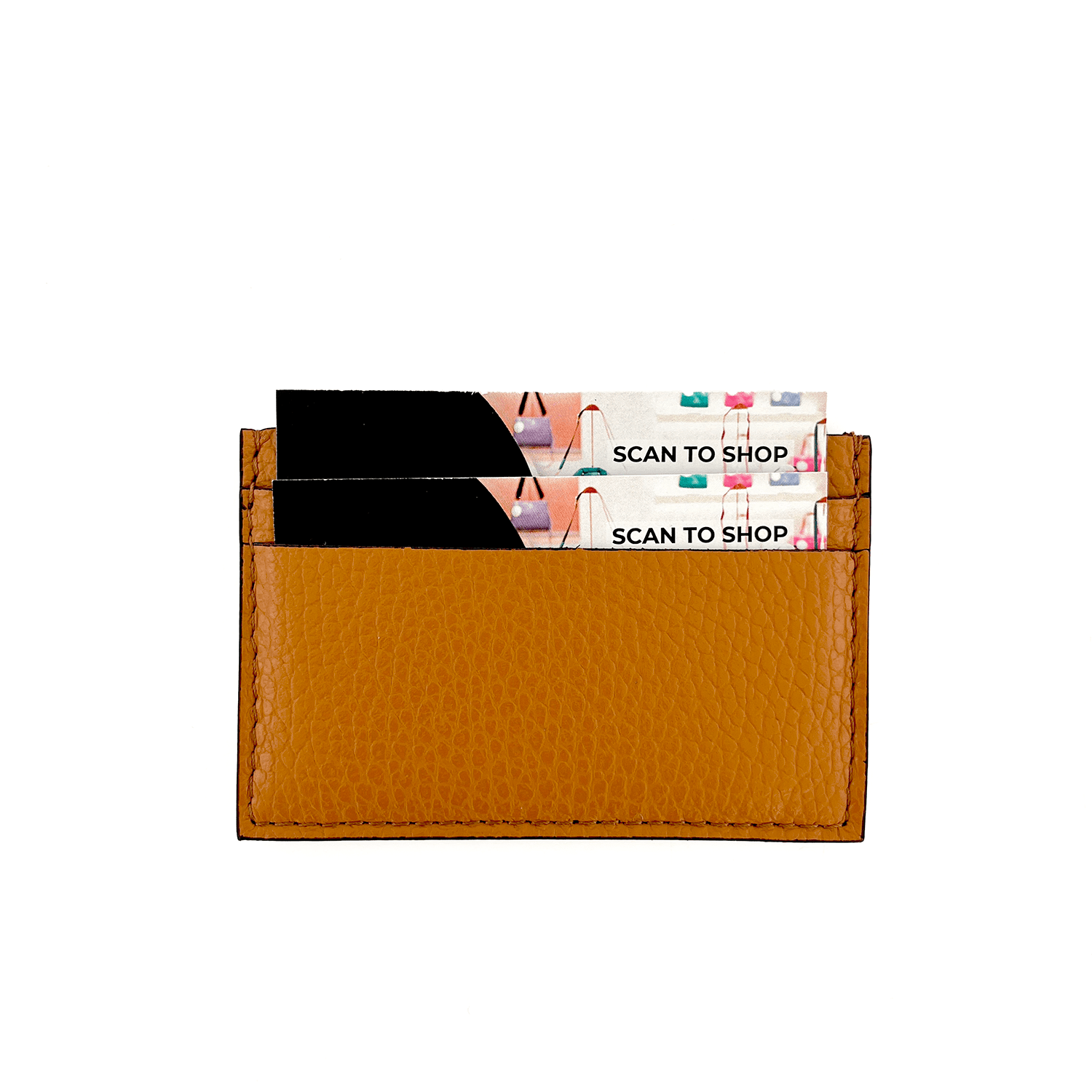 Természetes bőr kártyatartó - cserépbarna