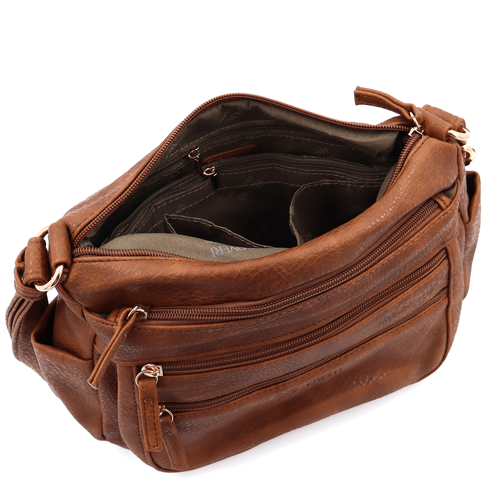 Női válltáska sok zsebbel Magi - cserépkék