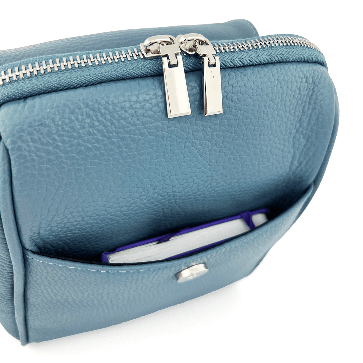 Női hátizsák természetes bőrből Venezia - világoskék