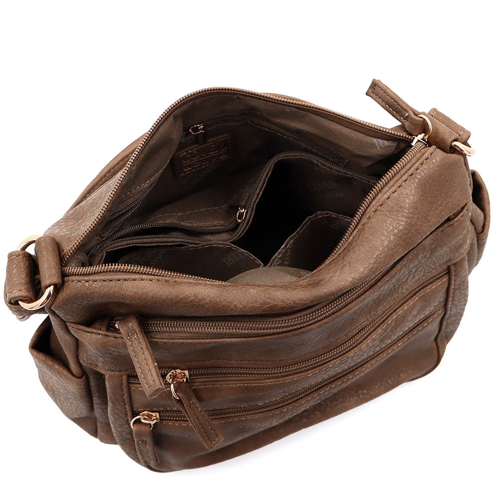 Női válltáska sok zsebbel Magi - világosbarna