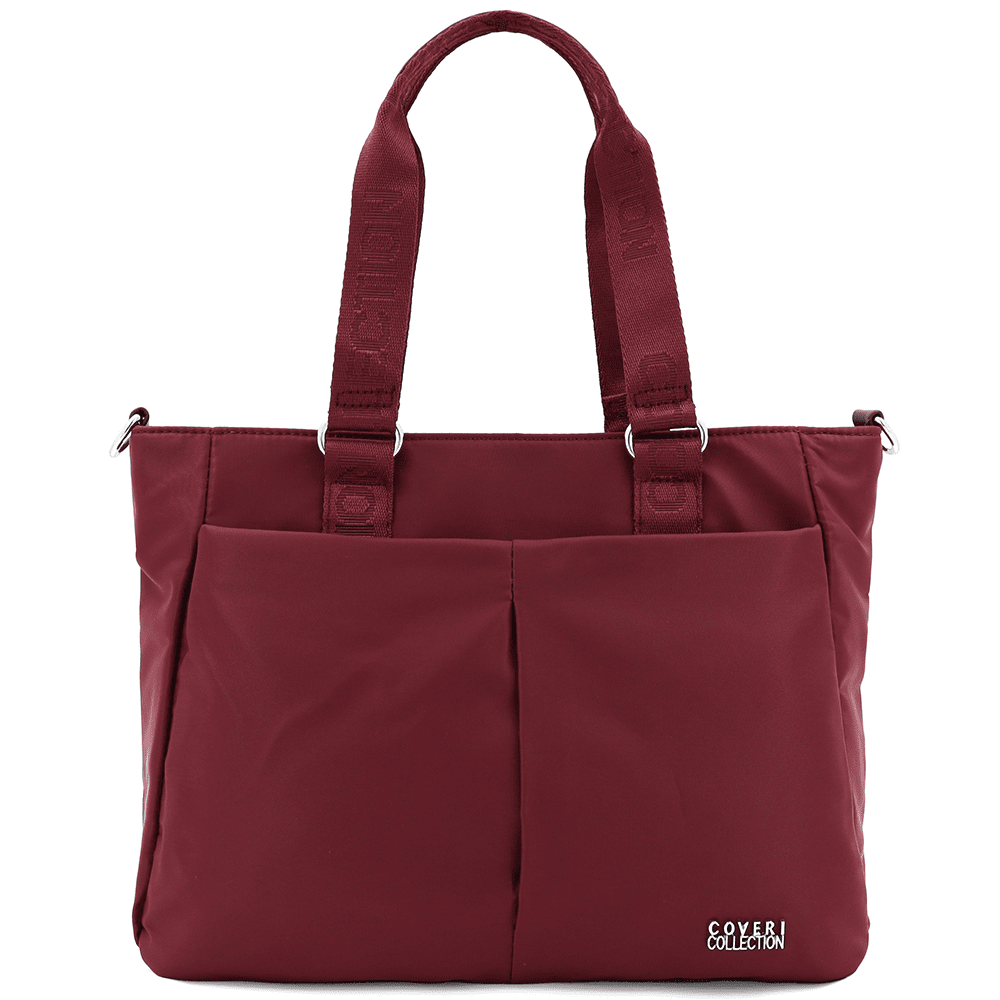 Nagy szövet táska sok zsebbel - bordó