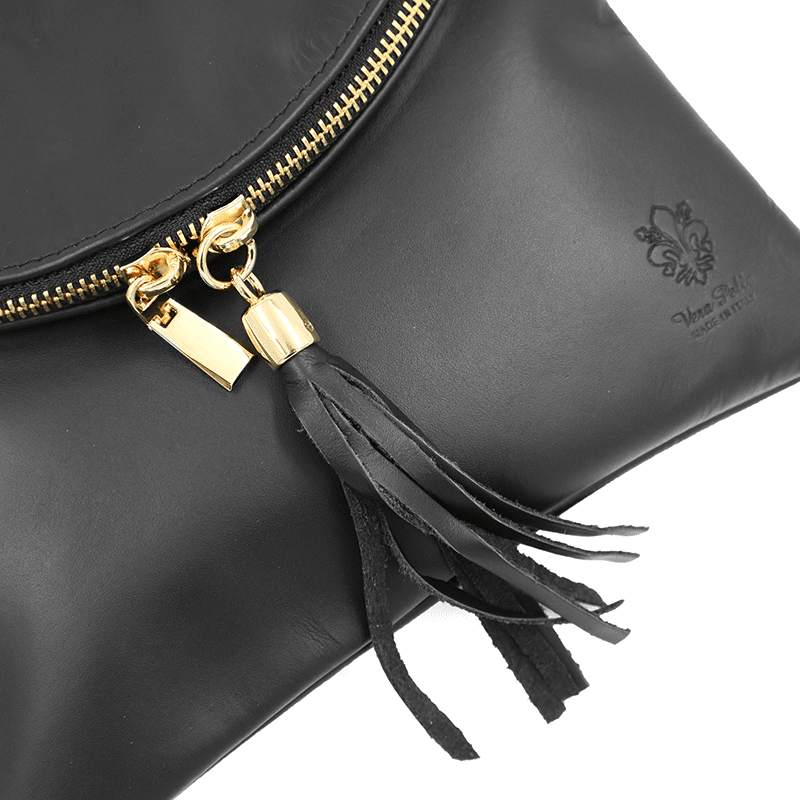 Természetes bőr válltáska - fekete