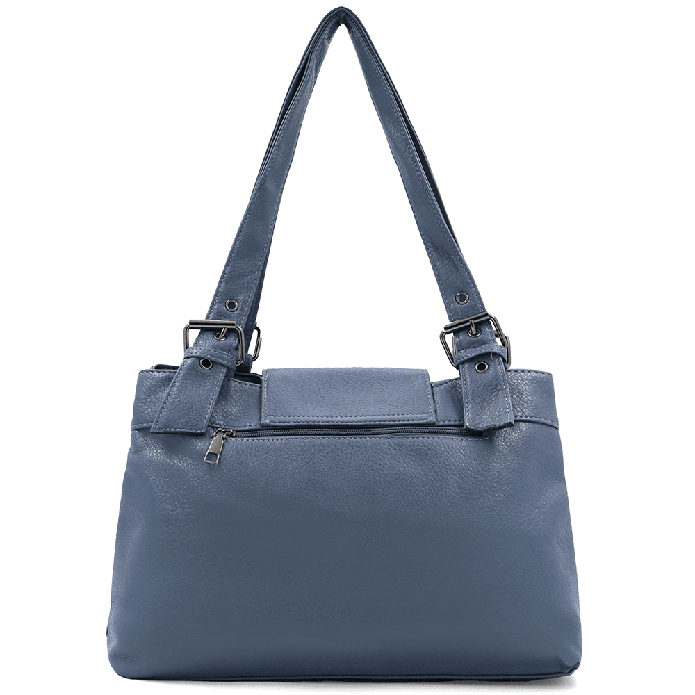 Női táska két rekesszel és sok zsebbel - kék