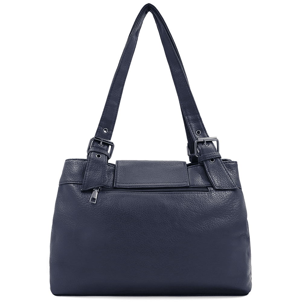 Női táska két rekesszel és sok zsebbel - sötétkék