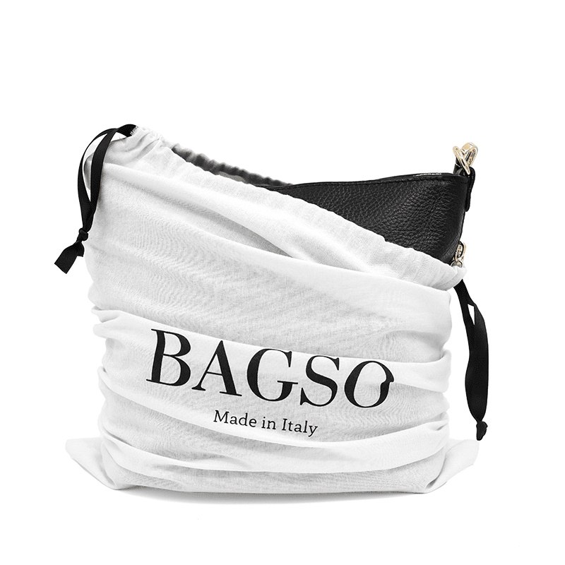 Természetes bőr válltáska 2 fogantyúval - fekete