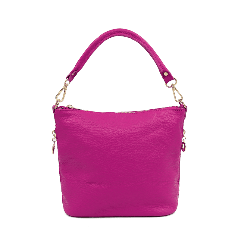 Természetes bőr válltáska 2 fogantyúval - fukszia