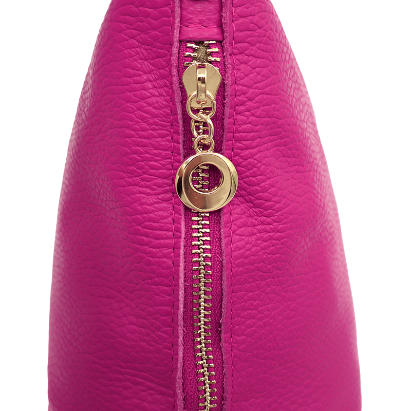 Természetes bőr válltáska 2 fogantyúval - fukszia