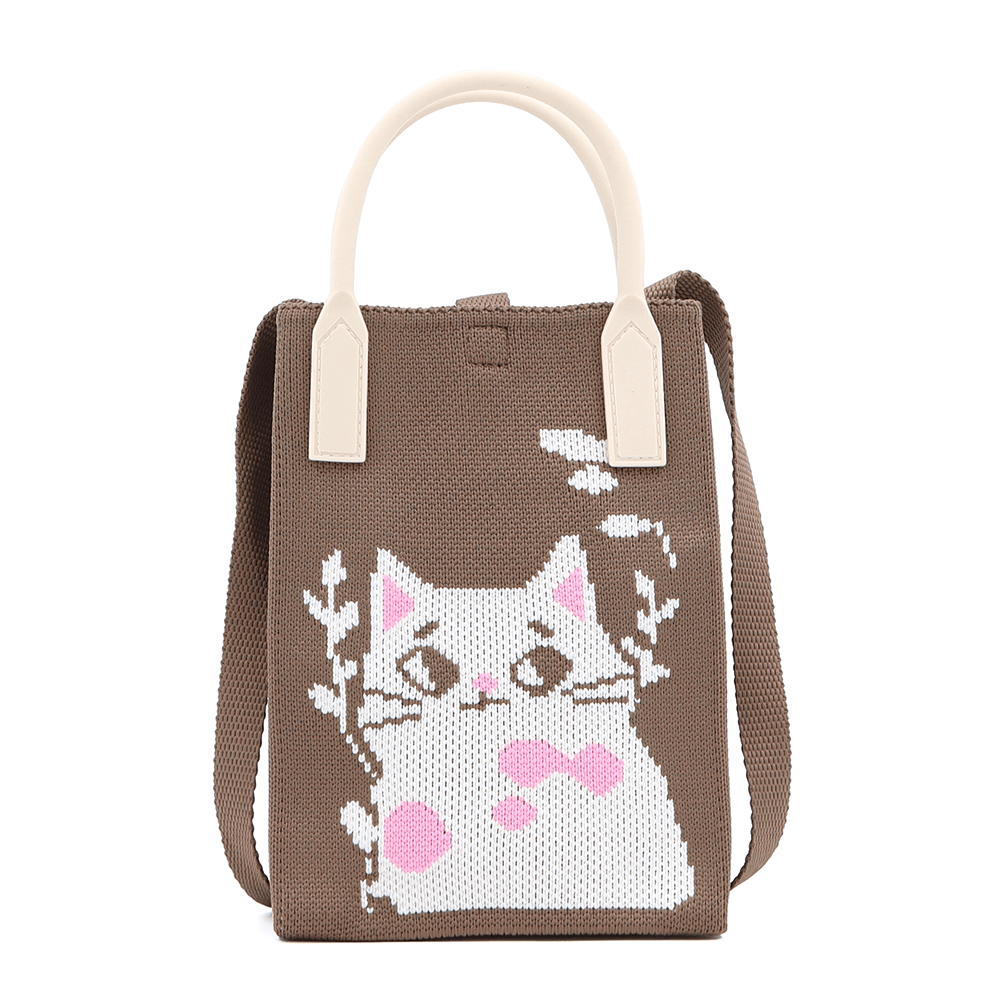 Gyermek válltáska - barna, macskás