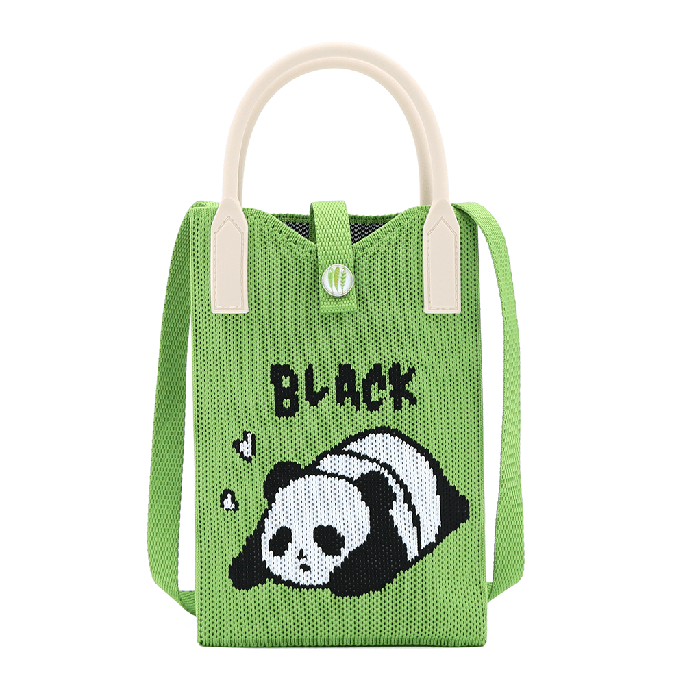 Gyerek válltáska - zöld, pandával