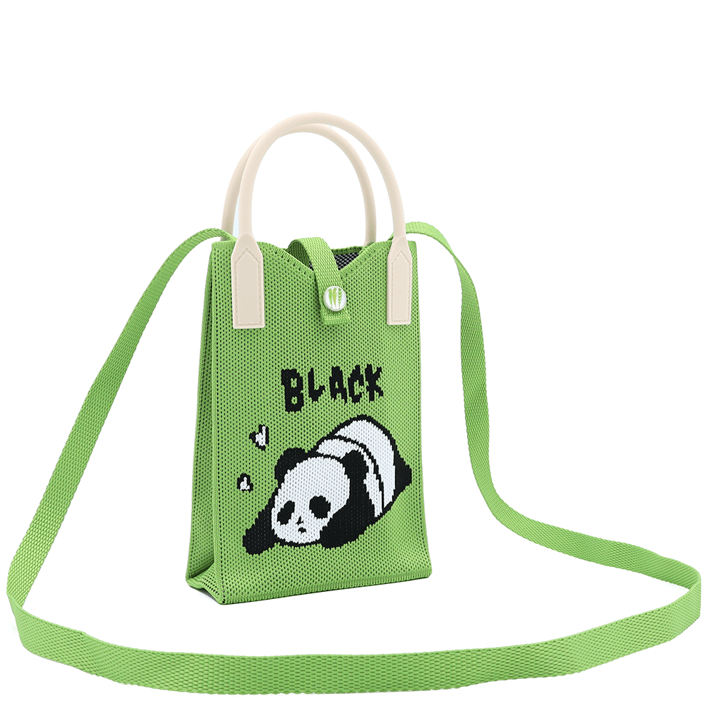 Gyerek válltáska - zöld, pandával