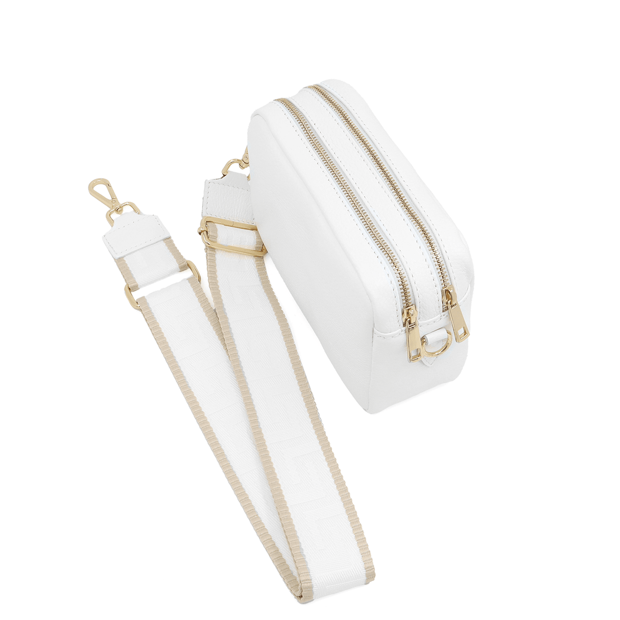 Természetes bőr válltáska 2 fogantyúval - fehér