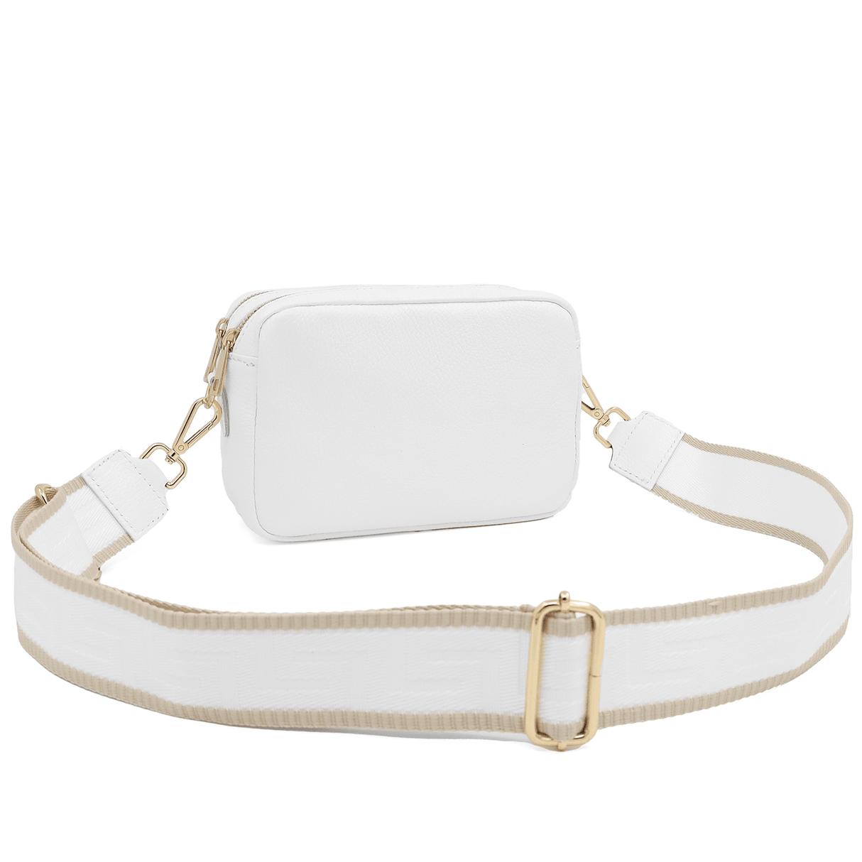 Természetes bőr válltáska 2 fogantyúval - fehér