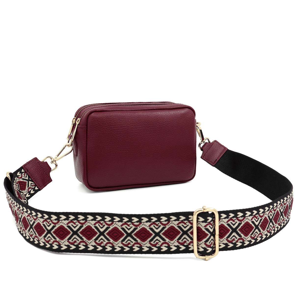 Természetes bőr válltáska 2 fogantyúval - bordó