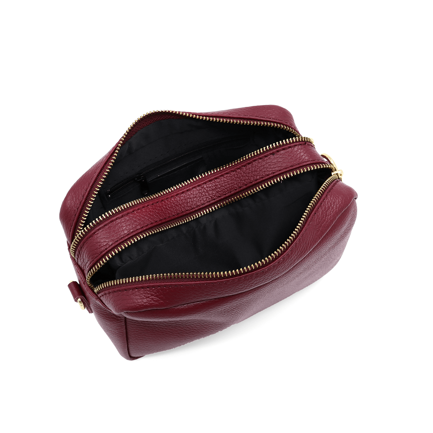 Természetes bőr válltáska 2 fogantyúval - bordó