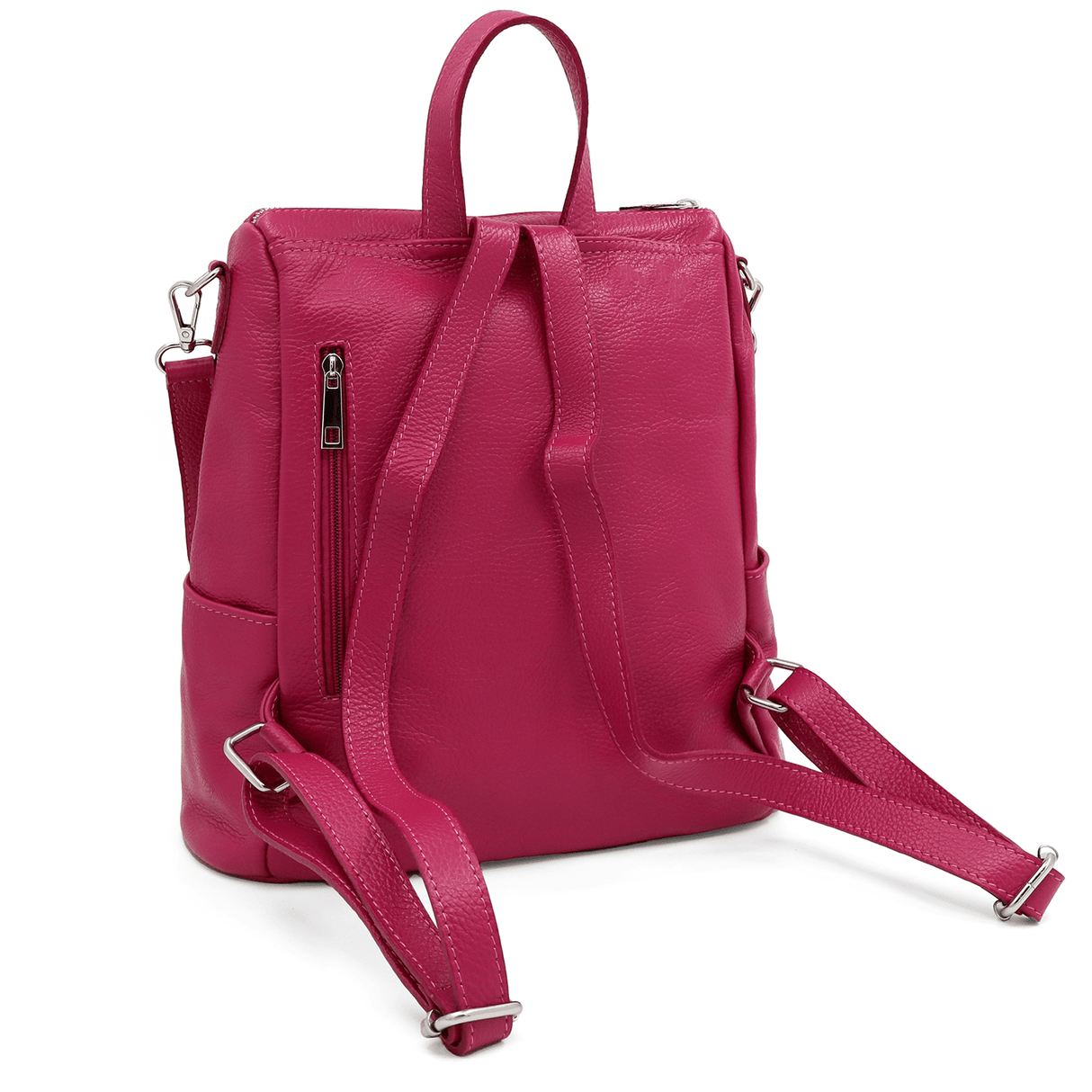 2 az 1-ben - Vittoria természetes bőr hátizsák és táska - sötét fukszia