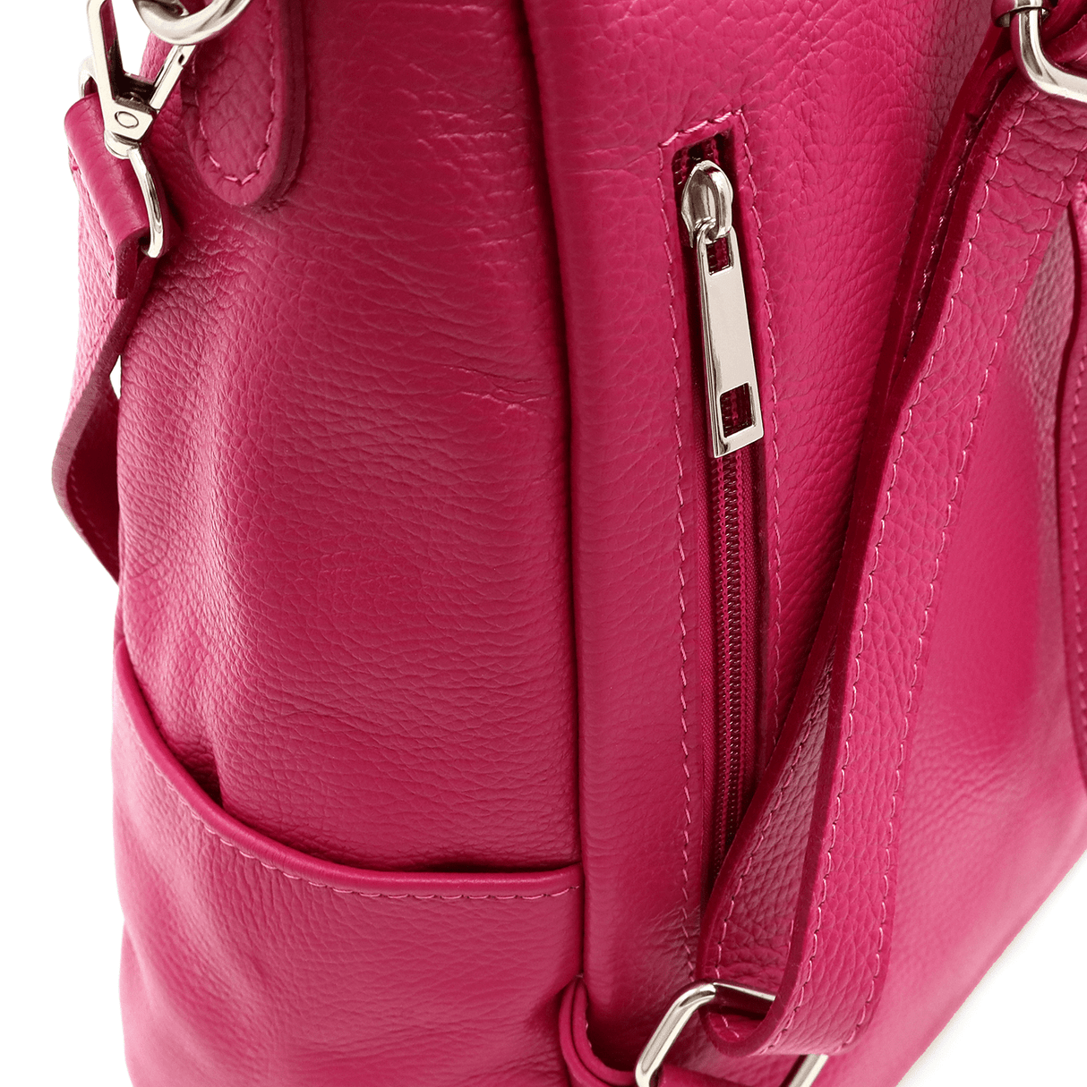 2 az 1-ben - Vittoria természetes bőr hátizsák és táska - sötét fukszia