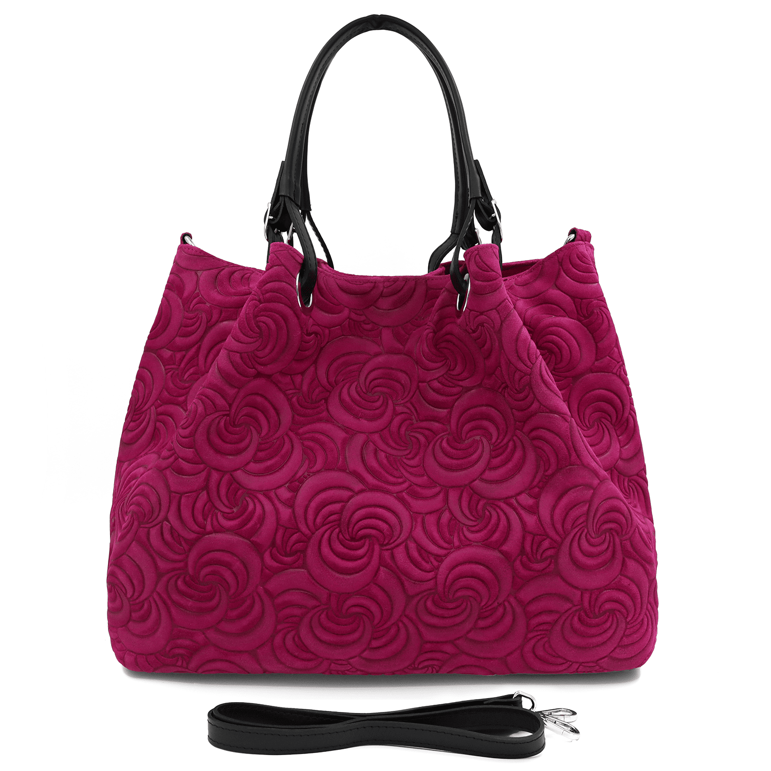 Nagy női táska természetes velúrból Rosie - fukszia