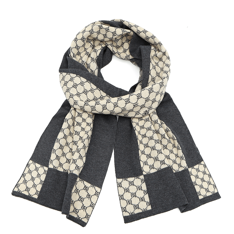 Női sál magas pamut tartalommal - szürke/bézs