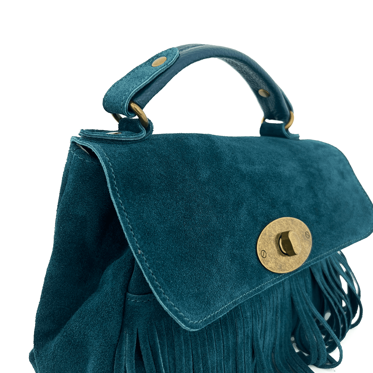 Női táska természetes velúrból - kék