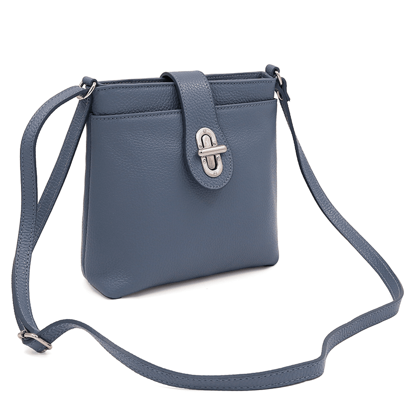 Andria természetes bőr válltáska - világoskék